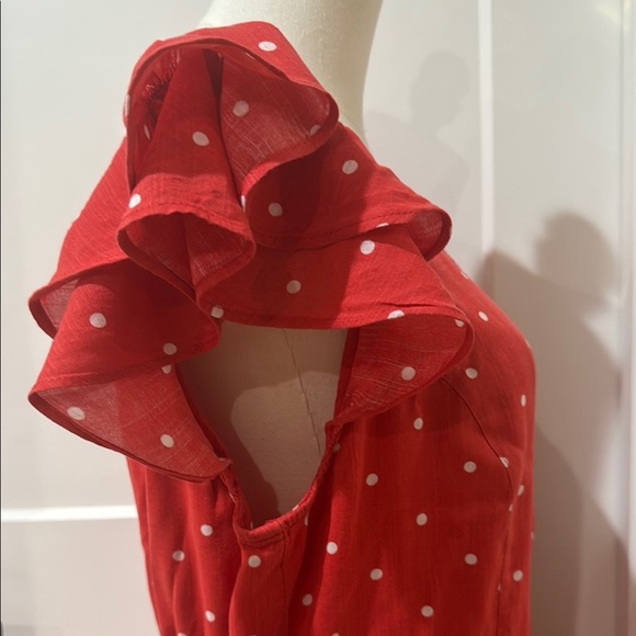 Old Navy Size M Red Halter Maxi Dress with Ruffled Tie Front V-Neck Cross Front - Picture 8 of 11